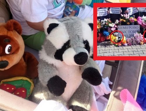 Скандал в Известковом: победившей в параде колясок семье вручили игрушки, возложенные к мемориалу в память о погибших детях в Кемерово