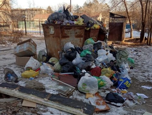 Третий день продолжается мусорная забастовка в Новосибирске: водители в гараже, баки переполняются отходами